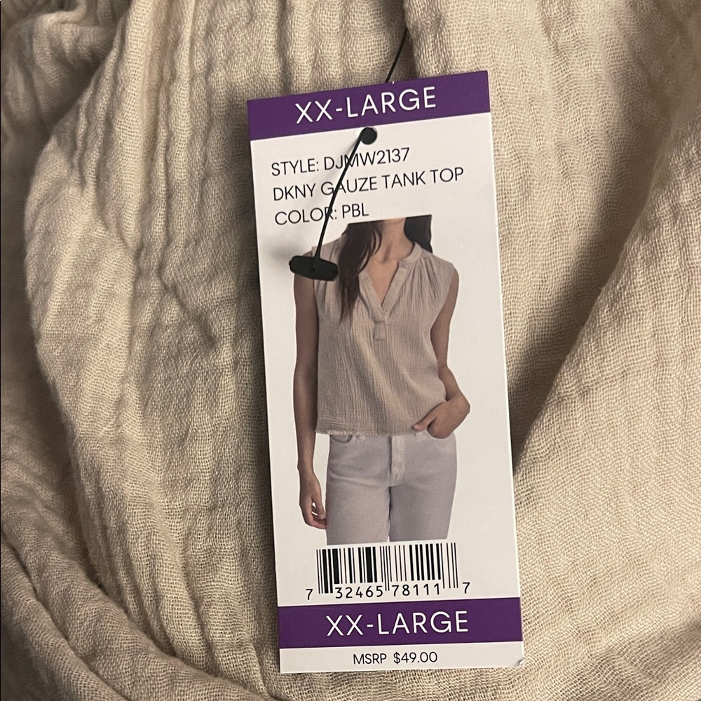 DKNY Beige Textured Sleeveless Top - Picture 2 of 3